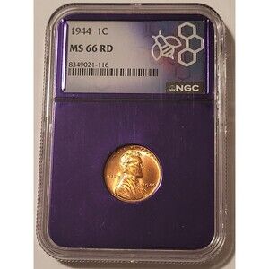1944 Lincoln Wheat Cent MS66 NGC Purple Bee Holder